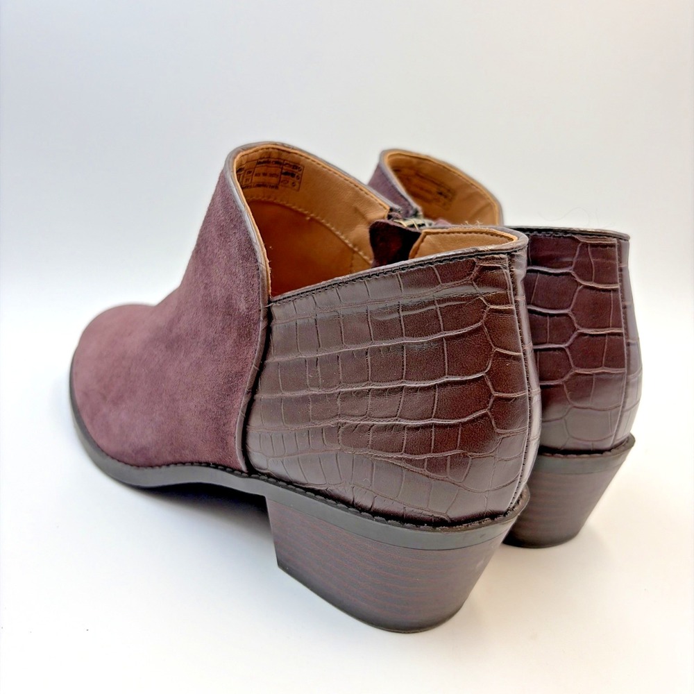 Vionic Marissa Ankle Boots Women's 10‎ Chocolate Suede Croc Booties Block Heel - Picture 4 of 14
